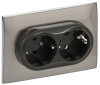Розетка 2-ая с/з 16А в сборе IEK SKANDY SK-R08N (никель) SK-R21-16-K50-F