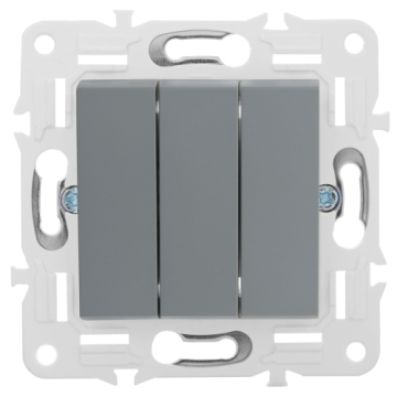 Выключатель 3-клавишный IEK SKANDY SK-V11Gr (серый) SK-V30-0-10-K03