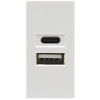 USB розетка Donel заряд 2.1A , Type A + C, 1 мод 22,5х45 мм (белый) DUSB2100WCF