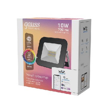 Gauss Прожектор Smart Home 10W IP65 RGBW изм.цв.темп. диммирование LED 3550132