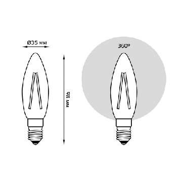 Светодиодная лампа Gauss LED Filament свеча 11Вт. Е14 (теплый свет) 103801111