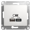 Розетка USB Glossa тип А+С 5В/2,4 А, 2х5В/1,2 А (белый) GSL000139