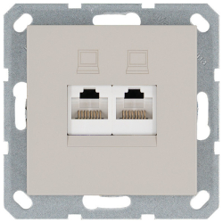 Розетка информационная RJ 45 двойная кат 6 JaSmart G (тауп) G6108T