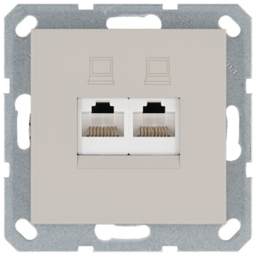 Розетка информационная RJ 45 двойная кат 6 JaSmart G (тауп) G6108T
