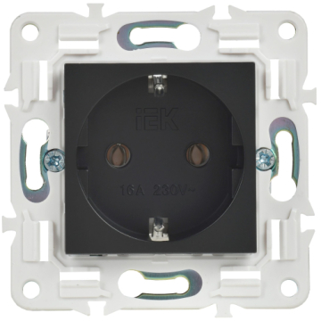 Розетка IEK SKANDY с заземлением без шторок 16А SK-R05Bl (черный) SK-R11-16-K02