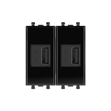 USB зарядное устройство модульное Avanti 2 модуля тип А 2.1 А (черный квадрат) 4402542