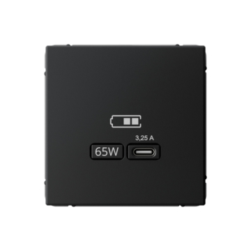 Розетка USB ArtGallery тип С высокоскор. заряд 65W QC PD (карбон) GAL001027