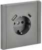 Зарядка USB (А+С) с розеткой IEK FORTE&PIANO 18Вт FP547 (сталь) FP-R14-16-U22-018-K46