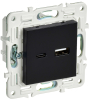 Розетка USB A+C 18Вт IEK SKANDY SK-R13Bl (черный) SK-U22-018-K02