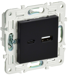 Розетка USB A+C 18Вт IEK SKANDY SK-R13Bl (черный) SK-U22-018-K02