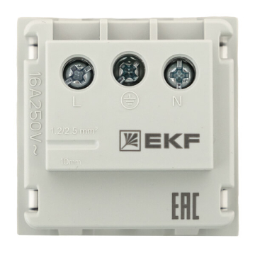 Розетка EKF 45х45 с заземлением, с защ. шторками белая E2MR16-028-10