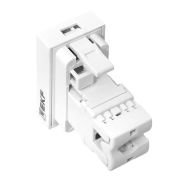 Розетка RJ45 кат. 5e, 1 модуль EKF E1MK015E-135-10