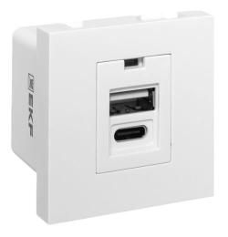 Розетка USB тип A+C, 2.1А, 2 гнезда EKF (белая) E2MR2-21USB-10-AC