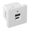 Розетка USB тип A+C, 2.1А, 2 гнезда EKF (белая) E2MR2-21USB-10-AC