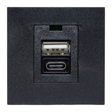 Розетка USB тип A+C, 2.1А, 2 гнезда EKF (черная матовая) E2MR2B-21USB-10-AC