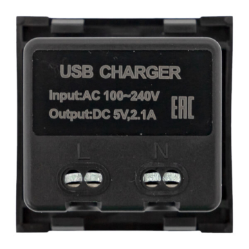 Розетка USB тип A+C, 2.1А, 2 гнезда EKF (черная матовая) E2MR2B-21USB-10-AC