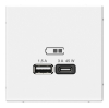 Розетка USB ArtGallery тип А/тип С высокоскор. заряд 45W QC PD (белый) GAL000129