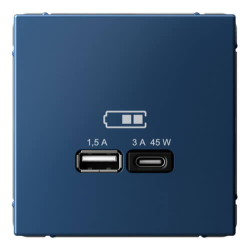 Розетка USB ArtGallery тип А/тип С высокоскор. заряд 45W QC PD (аквамарин) GAL001129