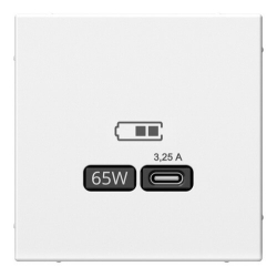 Розетка USB ArtGallery тип С высокоскор. заряд 65W QC PD (белый) GAL000127