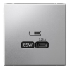 Розетка USB ArtGallery тип С высокоскор. заряд 65W QC PD (алюминий) GAL000327