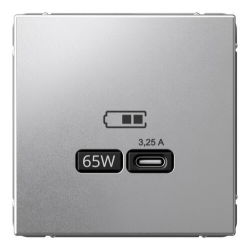 Розетка USB ArtGallery тип С высокоскор. заряд 65W QC PD (алюминий) GAL000327