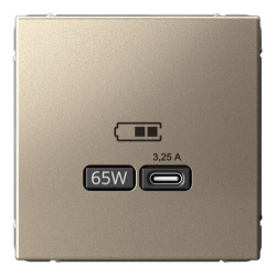 Розетка USB ArtGallery тип С высокоскор. заряд 65W QC PD (шампань) GAL000527