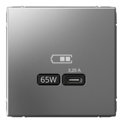 Розетка USB ArtGallery тип С высокоскор. заряд 65W QC PD (сталь) GAL000927