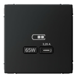 Розетка USB ArtGallery тип С высокоскор. заряд 65W QC PD (карбон) GAL001027