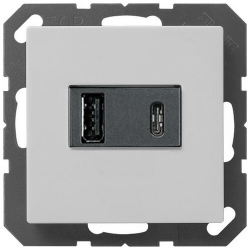 Зарядное устройство USB Jung тип A+C 3A (белый/черный) USB15CASW+A1569USBWW