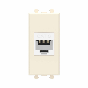 Компьютерная розетка DKC Avanti RJ-45 кат. 6 без шторки 1 модуль (ванильная дымка) 4405691