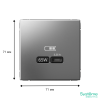 Розетка USB ArtGallery тип С высокоскор. заряд 65W QC PD (сталь) GAL000927