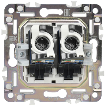 Розетка компьютерная двойная IEK SKANDY RJ45 кат.6 SK-K04N (никель) SK-K20-2-K50