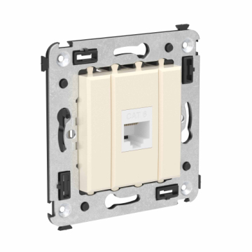 Компьютерная розетка Avanti RJ-45 без шторки в стену кат.6 одинарная (Ванильная дымка) 4405693
