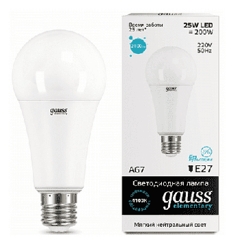 Светодиодная лампа Gauss LED Elementary 25Вт. Е27 (естественный белый свет) 73225