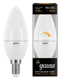 Светодиодная лампа Gauss LED свеча 7Вт. Е14 диммируемая (теплый свет) 103101107-D