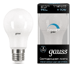 Светодиодная лампа Gauss LED 11Вт. Е27 диммируемая (естественный белый свет) 102502211-D
