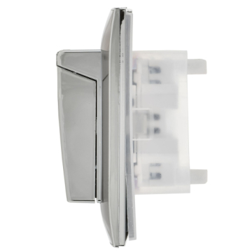 Розетка 2-ая с/з с крышкой 16А в сборе IP44 IEK SKANDY SK-R12N (никель) SK-R26-16-44-K50-F