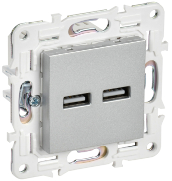 Розетка USB A+A 3,1А IEK SKANDY SK-R15S (серебряный) SK-U21-D31-K23