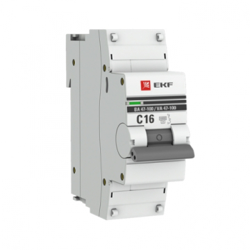 Автоматический выключатель EKF PROXIMA ВА 47-100 1Р 16А 10кА (х-ка C) mcb47100-1-16C-pro