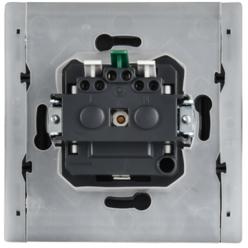 Розетка с крышкой FORTE&PIANO безвинтовые зажимы 16А IP44 FP119M (черынй металл) FP-R16-16-1-44-M-K02
