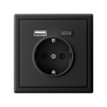 Зарядка USB (А+С) с розеткой ArtGallery (карбон) GAL001032