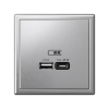 Розетка USB ArtGallery тип А/тип С высокоскор. заряд 45W QC PD (алюминий) GAL000329