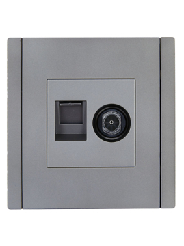 Розетка TV+RJ45 кат.5E FORTE&PIANO FP536 (сталь) FP-AK20-1-K46
