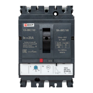 Выключатель автоматический EKF PROxima ВА-99C (Compact NS) 160/25А 3P 36кА mccb99C-160-25