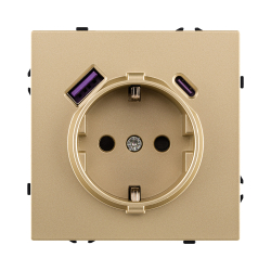 Розетка штепсельная SCHUKO 16A/250 В с USB A+C 20W, золотой Kollinger Eclipse EC-016GD EC-016GD