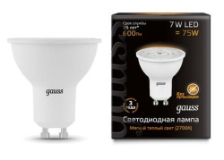 Светодиодная лампа Gauss LED 7Вт. GU10 220V MR16 (теплый свет) 101506107