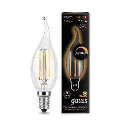 Светодиодная лампа Gauss LED Filament свеча на ветру 5Вт. Е14 диммируемая (теплый свет) 104801105-D