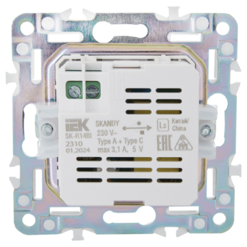 Розетка USB A+C 3,1А IEK SKANDY SK-R14Bl (черный) SK-U22-D31-K02