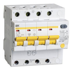 Дифференциальный автомат IEK АД14 4Р трехфазный C16 300мА тип АC MAD10-4-016-C-300