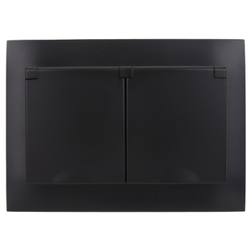 Розетка 2-ая с/з с крышкой 16А в сборе IP44 IEK SKANDY SK-R12Bl (черный) SK-R26-16-44-K02-F